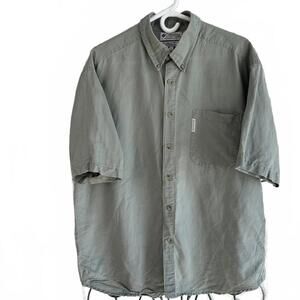 VTG Columbia Men's Light Green Short Sleeve Lightweight Button down shirt- Large